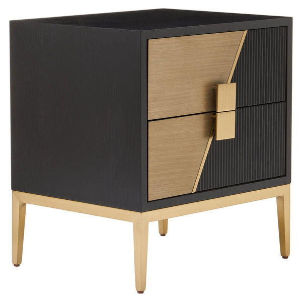 Davoli Black and Gold Two Drawer Side Table - Canwell Interiors Limited - Xshowhome