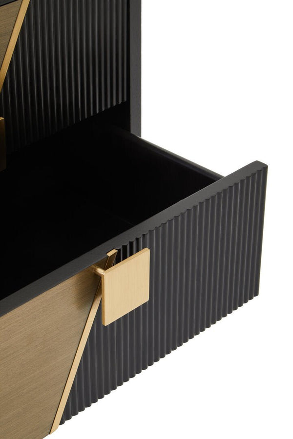 Davoli Black and Gold Two Drawer Side Table - Canwell Interiors Limited - Xshowhome