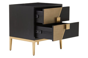Davoli Black and Gold Two Drawer Side Table - Canwell Interiors Limited - Xshowhome