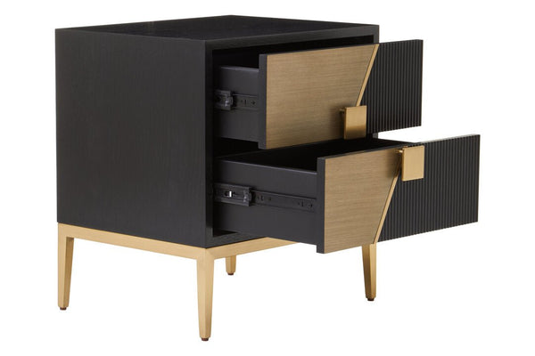 Davoli Black and Gold Two Drawer Side Table - Canwell Interiors Limited - Xshowhome