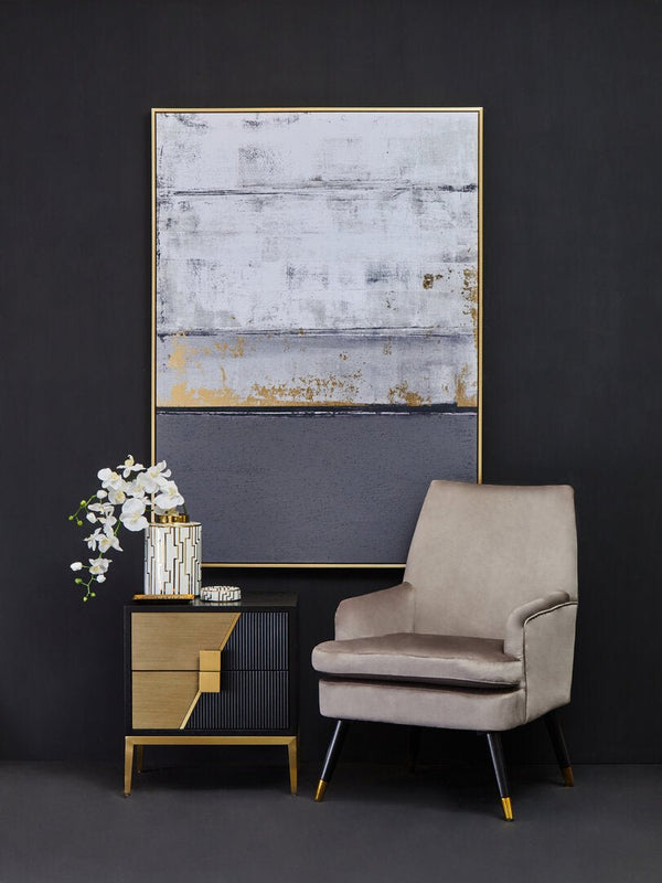 Davoli Black and Gold Two Drawer Side Table - Canwell Interiors Limited - Xshowhome