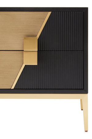 Davoli Black and Gold Two Drawer Side Table - Canwell Interiors Limited - Xshowhome