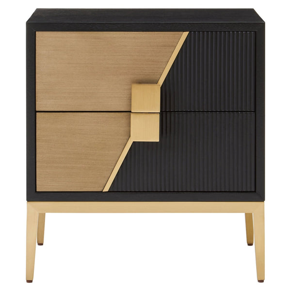 Davoli Black and Gold Two Drawer Side Table - XShowhome Limited - Xshowhome