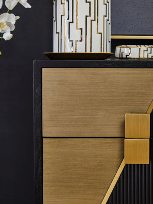 Davoli Black and Gold Two Drawer Side Table - XShowhome Limited - Xshowhome