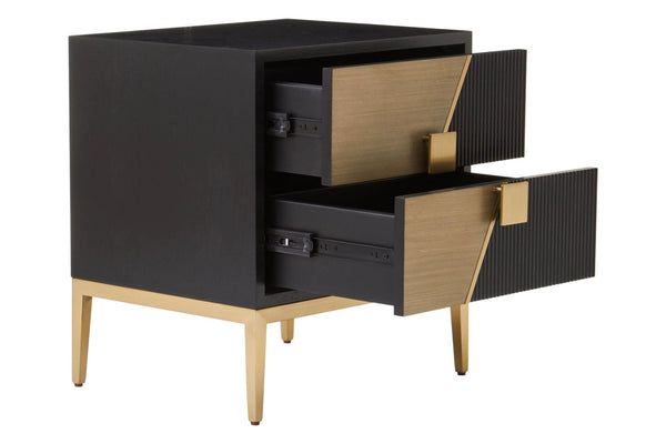 Davoli Black and Gold Two Drawer Side Table - XShowhome Limited - Xshowhome