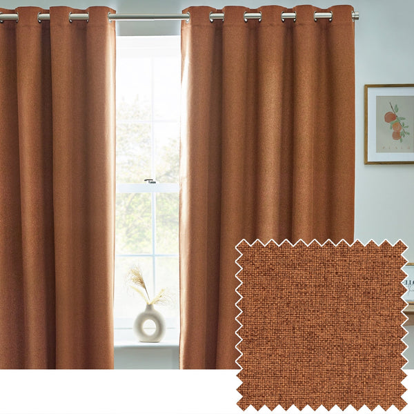 Dawn 168x183 Eyelet Curtain Brick - Canwell Interiors Limited - Riva