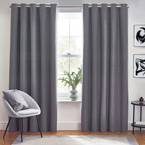 Dawn 229x137 Eyelet Curtain Charcoal - Canwell Interiors Limited - Riva