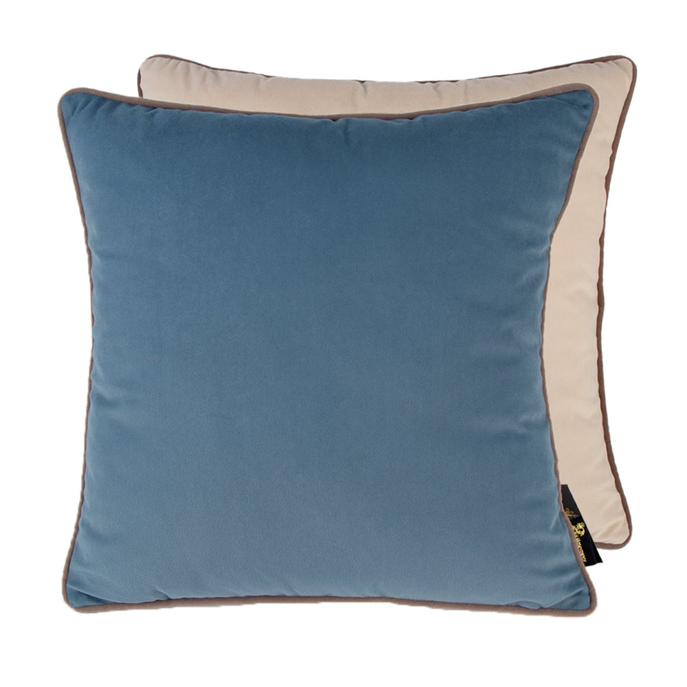 Dble Sided Velv Blue/champagne Taupe Piping 59x59 - Canwell Interiors Limited - Malini