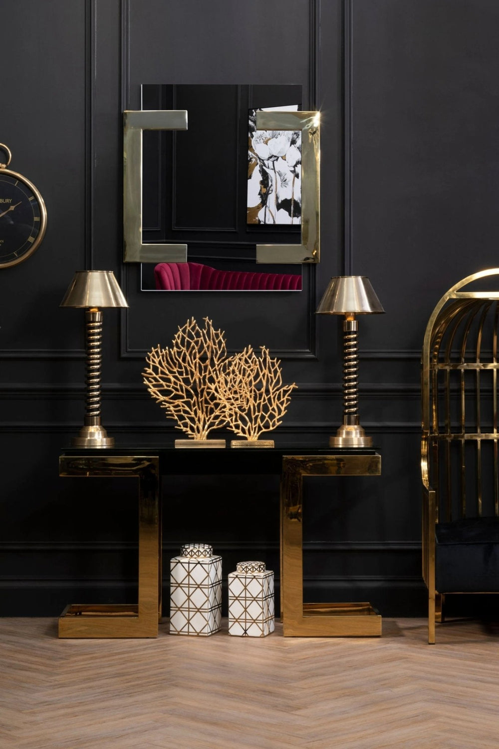 Deana Gold and Black Console Table - XShowhome Limited - Xshowhome