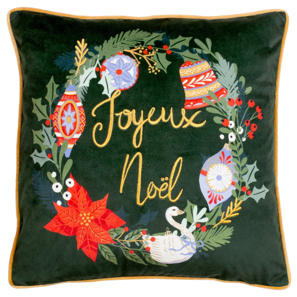 Deck the Halls 43x43 Feather Filled Cushion Pine Green - Canwell Interiors Limited - Riva