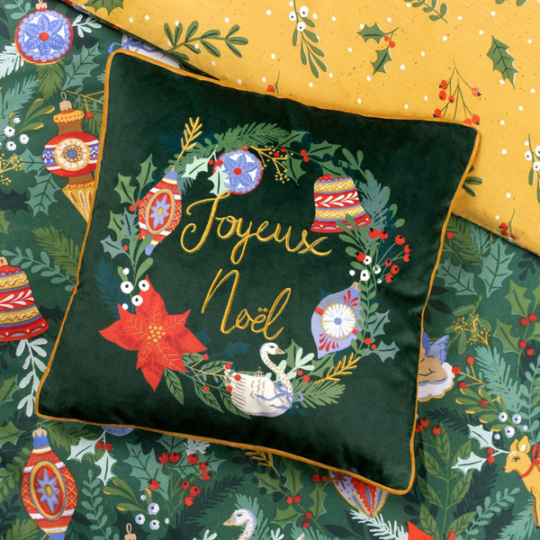 Deck the Halls 43x43 Feather Filled Cushion Pine Green - Canwell Interiors Limited - Riva