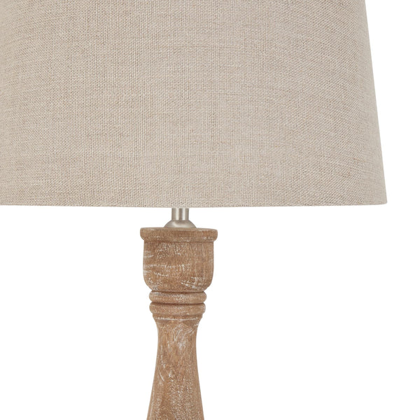 Delaney Natural Wash Candlestick Lamp with Linen Shade - Canwell Interiors Limited - Hills