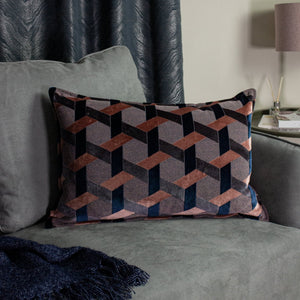 Delano 40x60 Feather Filled Cushion Blush & Navy - Canwell Interiors Limited - Riva