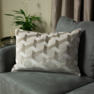 Delano 40x60 Feather Filled Cushion Ivory/taupe - Canwell Interiors Limited - Riva