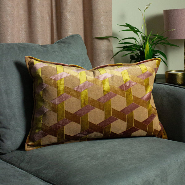 Delano 40x60 Feather Filled Cushion Ochre/blush - Canwell Interiors Limited - Riva