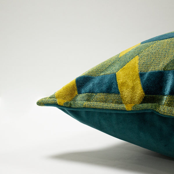 Delano 40x60 Feather Filled Cushion Teal & Gold - Canwell Interiors Limited - Riva