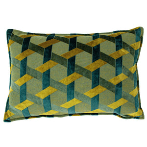 Delano 40x60 Feather Filled Cushion Teal & Gold - Canwell Interiors Limited - Riva