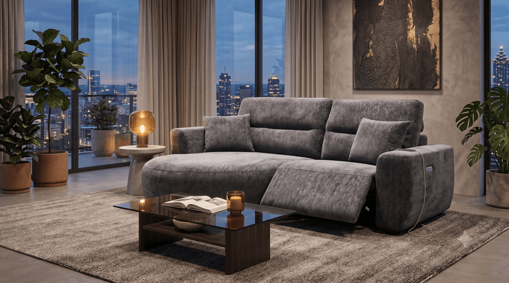 Denver Sofa Black Electric Recliner Left Hand - XShowhome Limited - Xshowhome