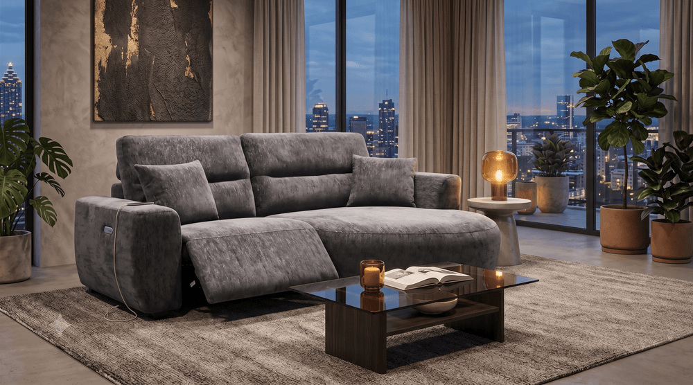 Denver Sofa Black Electric Recliner Right Hand - XShowhome Limited - Xshowhome