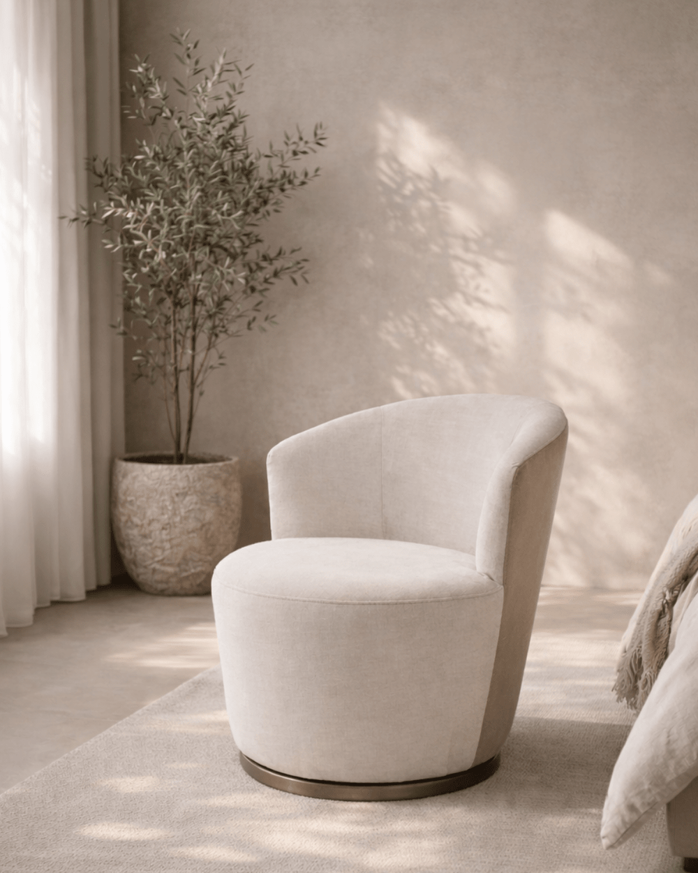 Derry Swivel Chair - Bella Velour Cream & Taupe - XShowhome Limited - Tommy Franks