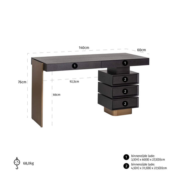 Desk Alexander Jones charcoal (Connar) - Canwell Interiors Limited - Richmond