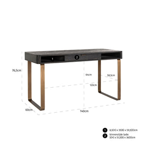 Desk Blackbone Brass black rustic - Canwell Interiors Limited - Richmond