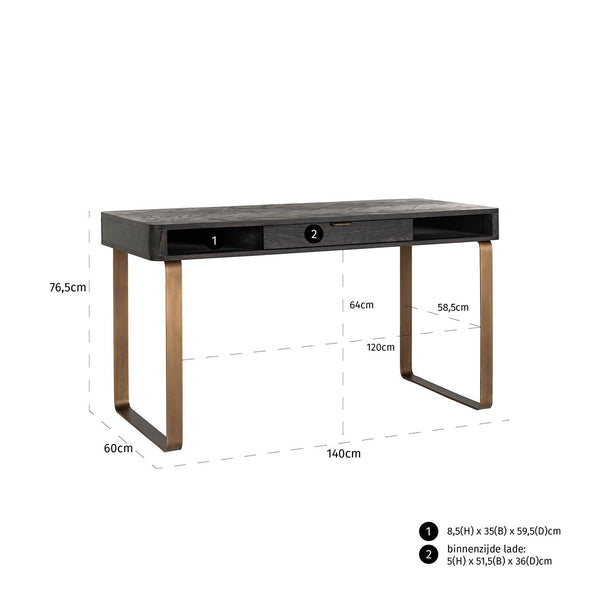 Desk Blackbone Brass black rustic - Canwell Interiors Limited - Richmond
