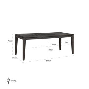 Dining Table Blackbone 200 (black Rustic) - Canwell Interiors Limited - Richmond
