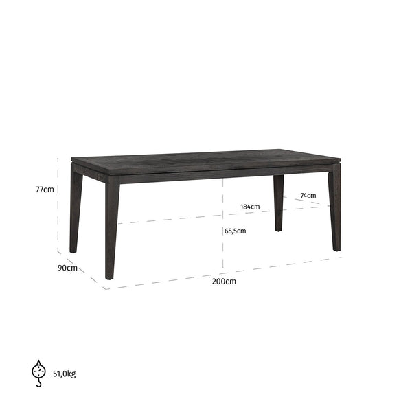 Dining Table Blackbone 200 (black Rustic) - Canwell Interiors Limited - Richmond