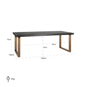 Dining Table Blackbone Brass 220 (black Rustic) - Canwell Interiors Limited - Richmond