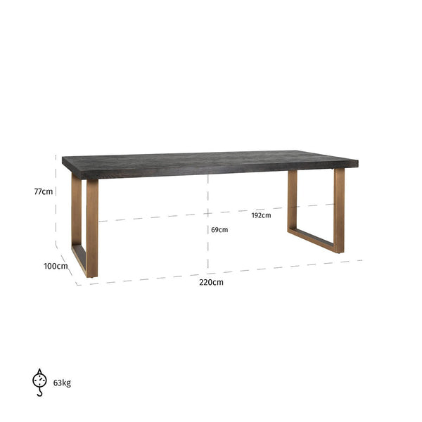 Dining Table Blackbone Brass 220 (black Rustic) - Canwell Interiors Limited - Richmond