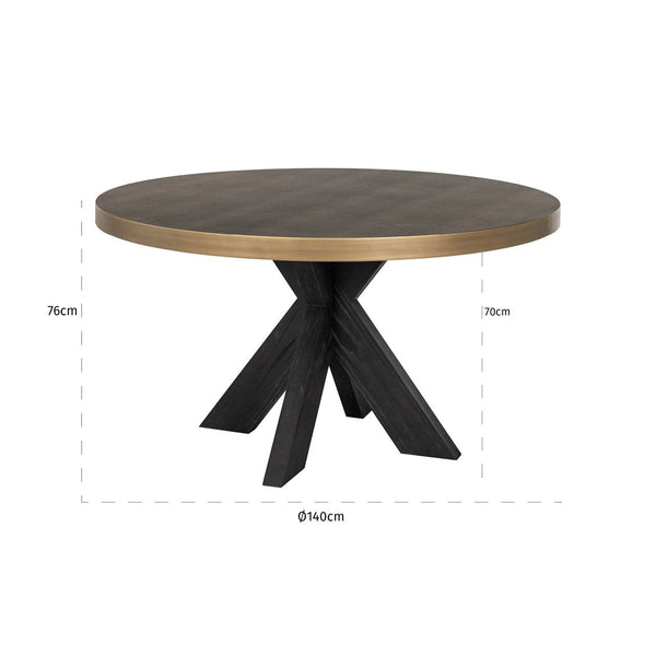 Dining table Bloomville brass shagreen incl. glass top - Canwell Interiors Limited - Richmond