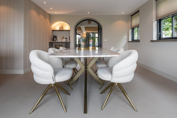 Dining Table Bottega Blush Beige Danish Oval 220 - XShowhome Limited - Richmond