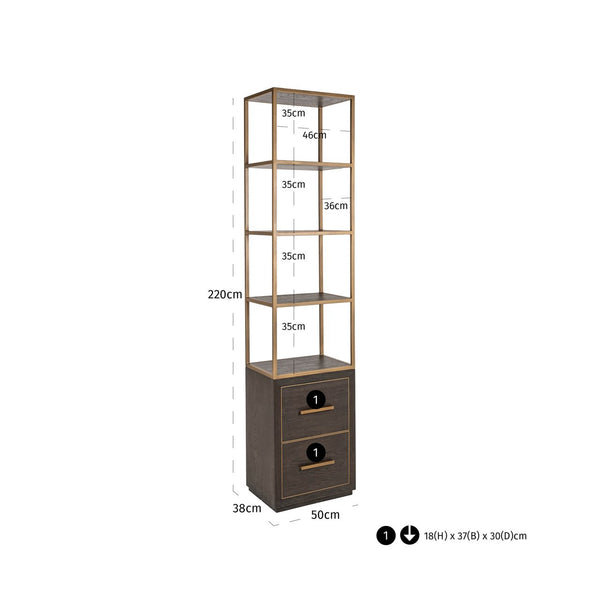 Display cabinet Carter brown small 2 - drawers - Canwell Interiors Limited - Richmond