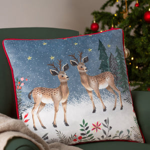 Ditsy Festive Reindeer 45x45 Feather Filled Cushion Multi - Canwell Interiors Limited - Riva