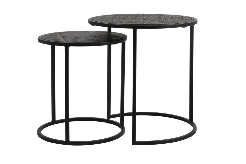 DOBA Side Table — Ø40x45 & Wood Antique - matt Black - Canwell Interiors Limited - Light & Living