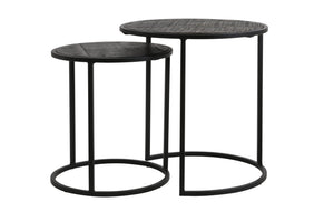 DOBA Side Table — Ø40x45 & Wood Antique - matt Black - Canwell Interiors Limited - Light & Living