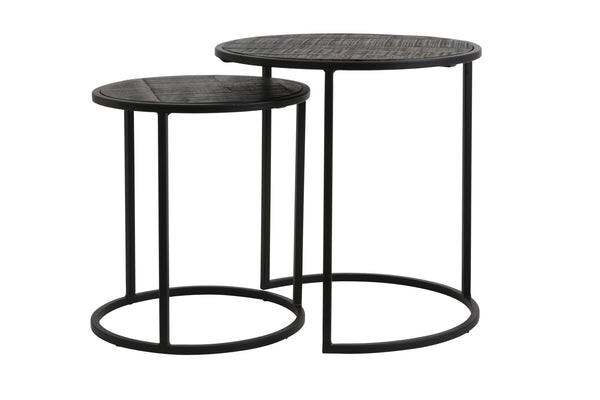 DOBA Side Table — Ø40x45 & Wood Antique - matt Black - Canwell Interiors Limited - Light & Living
