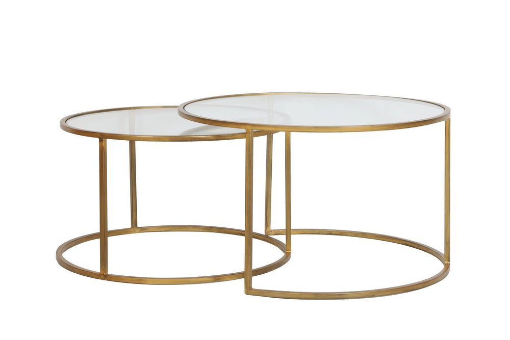 DUARTE Coffee Table — Ø65x39 & Glass - gold - Canwell Interiors Limited - Light & Living