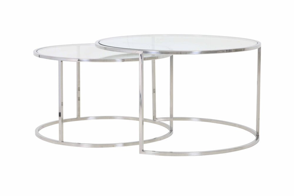 DUARTE Coffee Table — Ø65x39 & Nickel & Glass - Canwell Interiors Limited - Light & Living
