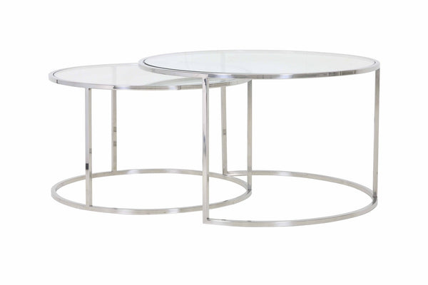 DUARTE Coffee Table — Ø65x39 & Nickel & Glass - Canwell Interiors Limited - Light & Living