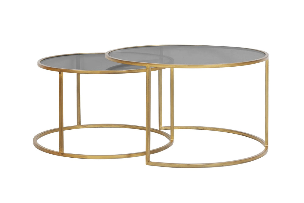 DUARTE Coffee Table — Ø65x39 & Smoked Glass - gold - Canwell Interiors Limited - Light & Living