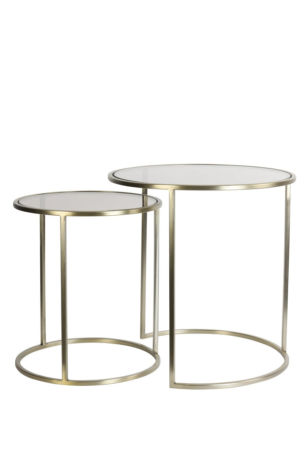 DUARTE Side Table — Ø40x45 & Gls Brown & Light Gold - Canwell Interiors Limited - Light & Living