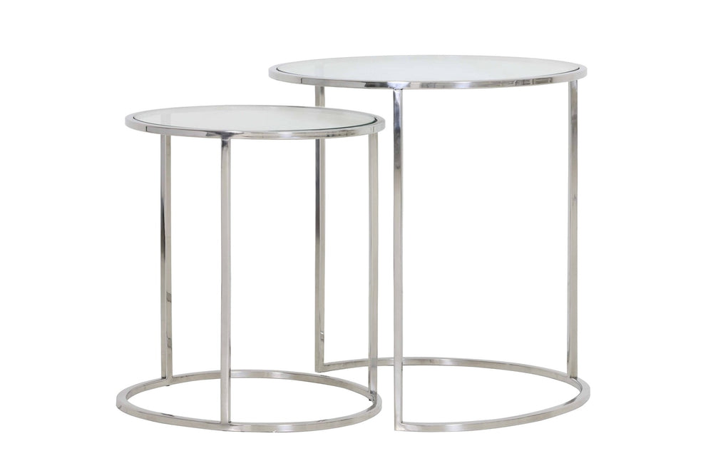 DUARTE Side Table — Ø40x45 & Nickel & Glass - Canwell Interiors Limited - Light & Living