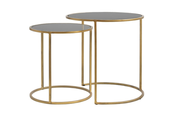 DUARTE Side Table — Ø40x45 & Smoked Glass - gold - Canwell Interiors Limited - Light & Living