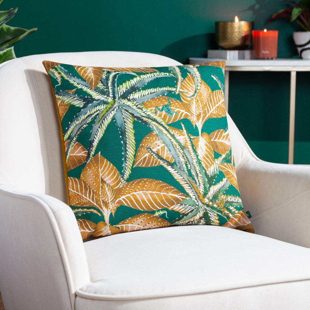 Ebon Wilds Jahi 43x43 Feather Filled Cushion Emerald - Canwell Interiors Limited - Riva