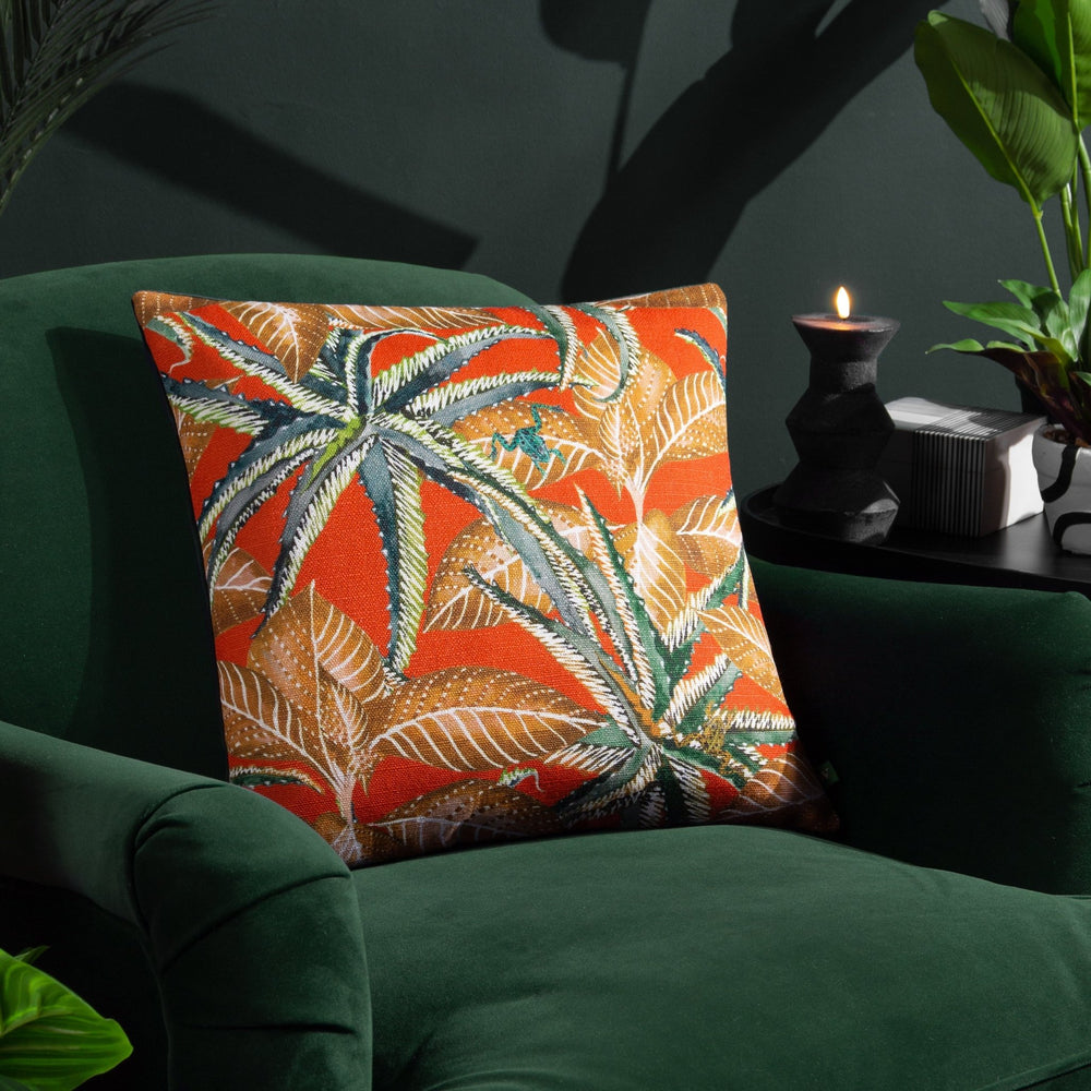 Ebon Wilds Jahi 43x43 Feather Filled Cushion Tangerine - Canwell Interiors Limited - Riva