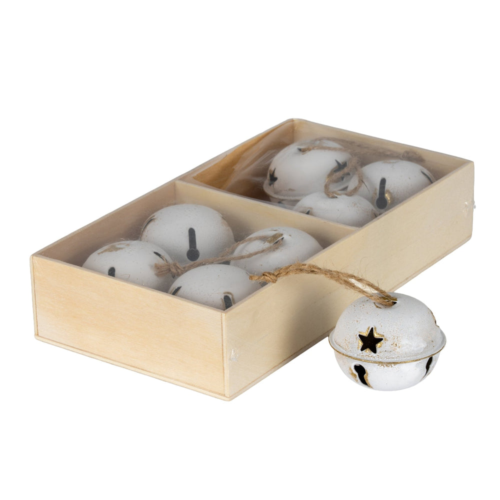 Eight Large Metal Nordic Bells in Wooden Box - Canwell Interiors Limited - Hills