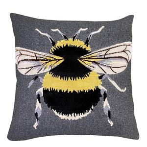 Emb Bee Cushion on Grey Felt 45x45 - Canwell Interiors Limited - Malini