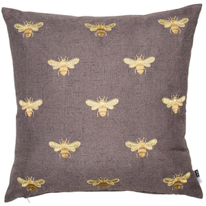 Emb Bees on Faux Linen 43x43 - Canwell Interiors Limited - Malini